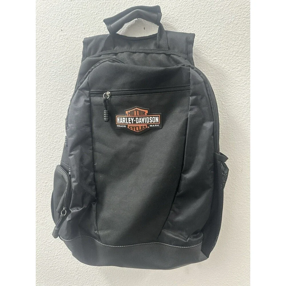 Harley Davidson Genuine Motorcycle Black Adjustable Backpack Laptop Compartment